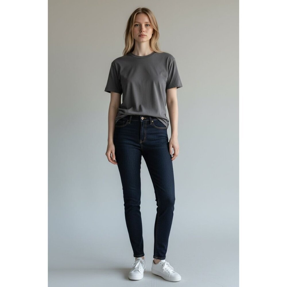L'Agence Women's Andrea High Rise 26" Jeans in Midnight Dark Ankle Zip Size 27